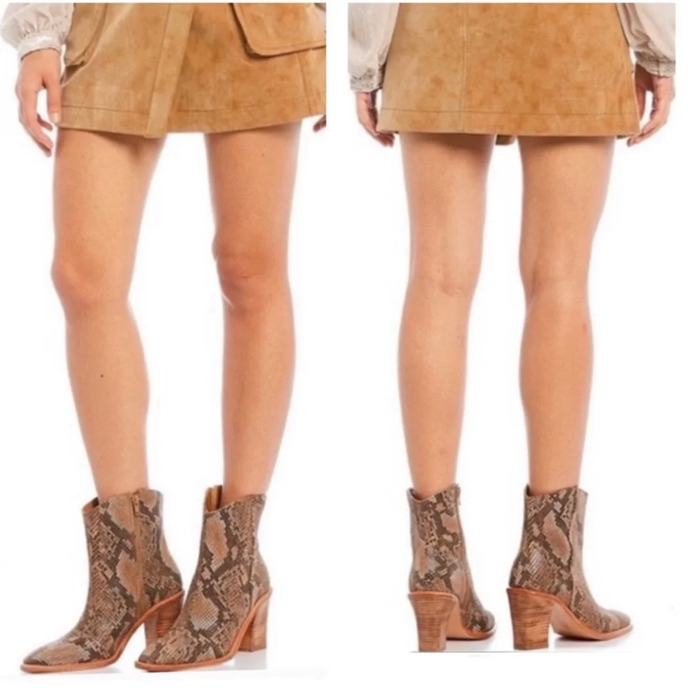 FREE PEOPLE Barclay Leather Snake-Embossed Western Boots 41 (11)